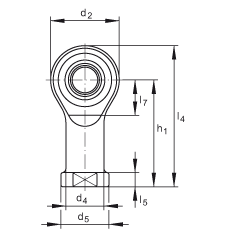 杆端轴承 GIKSL5-PS, 根据 DIN ISO 12 240-4 标准，特种钢材料，带左旋内螺纹，免维护