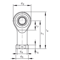 杆端轴承 GIKSR14-PS, 根据 DIN ISO 12 240-4 标准，特种钢材料，带右旋内螺纹，免维护