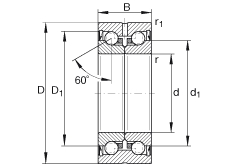 推力角接触球轴承 ZKLN50110-2RS, 双向，两侧唇密封