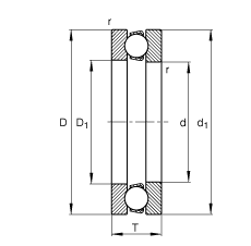 推力深沟球轴承 51406, 根据 DIN 711/ISO 104 标准的主要尺寸，单向，可分离