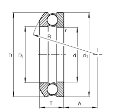 推力深沟球轴承 53236-MP + U236, 根据 DIN 711/ISO 104 标准的主要尺寸，单向，带球面轴承座圈和座圈，可分离