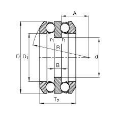 推力深沟球轴承 54310 + U310, 根据 DIN 711/ISO 104 标准的主要尺寸，单向，带球面轴承座圈和一个或两个座圈，可分离