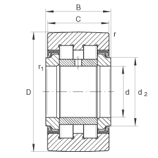 支撑型滚轮 PWTR40-2RS, 满装滚子，轴向引导，两侧唇密封