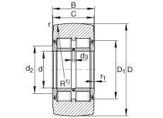 支撑型滚轮 NNTR55X140X70-2ZL, 满装滚子，轴向引导，两侧唇密封