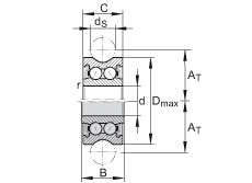 外径带修形的滚轮 LFR50/5-6-2Z, 定位滚轮，双列，两侧间隙密封
