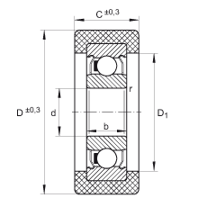 滚轮 KLRZ10X30X10-2Z, 带塑料箍，两侧密封