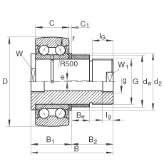 螺栓型滚轮 ZLE5202-2Z, 双列，偏心螺栓，两侧间隙密封