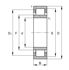 圆柱滚子轴承 NU226-E-TVP2, 根据 DIN 5412-1 标准的主要尺寸, 非定位轴承, 可分离, 带保持架