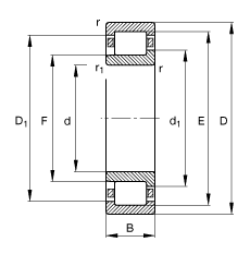 圆柱滚子轴承 NJ310-E-TVP2, 根据 DIN 5412-1 标准的主要尺寸, 半定位轴承, 可分离, 带保持架