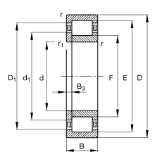 圆柱滚子轴承 NUP2328-E-M1, 根据 DIN 5412-1 标准的主要尺寸, 定位轴承, 可分离, 带保持架