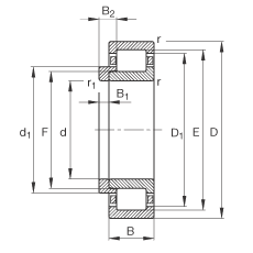 圆柱滚子轴承 NJ2238-E-M1 + HJ2238E, 根据 DIN 5412-1 标准的主要尺寸, 带 L 型圈，定位轴承, 可分离, 带保持架