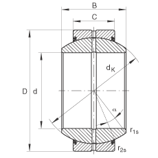 关节轴承 GE160-FO-2RS, 根据 DIN ISO 12 240-1 标准, 需维护，两侧唇密封