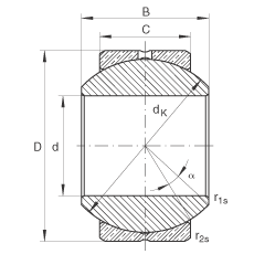 关节轴承 GE8-PB, 根据 DIN ISO 12 240-1 标准，尺寸系列 K，需维护