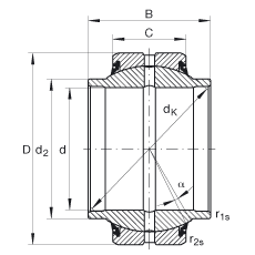 关节轴承 GE45-HO-2RS, 根据 DIN ISO 12 240-1 标准, 需维护，两侧唇密封
