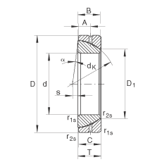 角接触关节轴承 GE160-SX, 根据 DIN ISO 12 240-2 标准，需维护