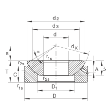 推力关节轴承 GE140-AX, 根据 DIN ISO 12 240-3 标准，需维护