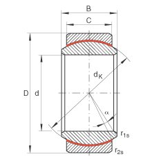 关节轴承 GE15-UK, 根据 DIN ISO 12 240-1 标准，免维护