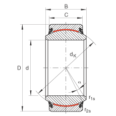 关节轴承 GE200-UK-2RS, 根据 DIN ISO 12 240-1 标准, 免维护，两侧唇密封