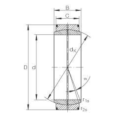 关节轴承 GE320-DO, 根据 DIN ISO 12 240-1 标准，需维护