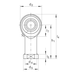 杆端轴承 GIKL16-PB, 根据 DIN ISO 12 240-4 标准，带左旋内螺纹，需维护