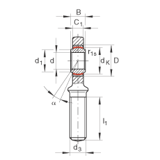 杆端轴承 GAL12-UK, 根据 DIN ISO 12 240-4 标准，带左旋外螺纹，需维护