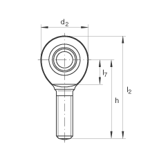 杆端轴承 GAR60-UK-2RS, 根据 DIN ISO 12 240-4 标准，带右旋外螺纹，免维护，两侧唇密封