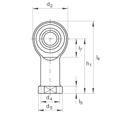 杆端轴承 GIKL5-PW, 根据 DIN ISO 12 240-4 标准，带左旋内螺纹，需维护