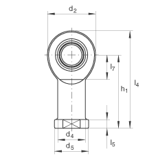 杆端轴承 GIL40-UK-2RS, 根据 DIN ISO 12 240-4 标准，带左旋内螺纹，免维护，两侧唇密封