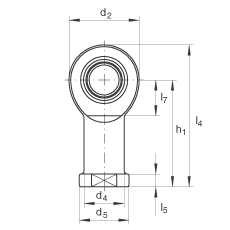 杆端轴承 GIL15-UK, 根据 DIN ISO 12 240-4 标准，带左旋内螺纹，需维护