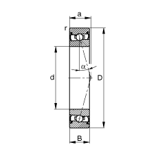 主轴轴承 HSS71908-C-T-P4S, 调节，成对安装，接触角 α = 15°，两侧唇密封，非接触，加严公差