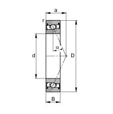 主轴轴承 HSS71906-E-T-P4S, 调节，成对安装，接触角 α = 25°，两侧唇密封，非接触，限制公差