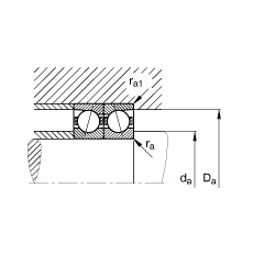 主轴轴承 B71940-C-T-P4S, 调节，成对安装，接触角 α = 15°，限制公差