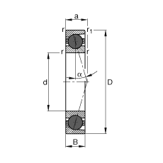 主轴轴承 HCB7005-C-T-P4S, 调节，成对或单元安装，接触角 α = 15°，陶瓷球，限制公差