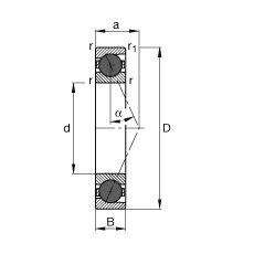 主轴轴承 HCB7000-E-T-P4S, 调节，成对或单元安装，接触角 α = 25°，陶瓷球，限制公差