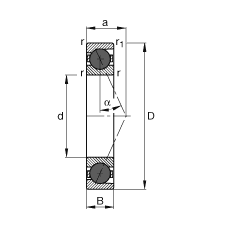 主轴轴承 HCB71921-E-T-P4S, 调节，成对或单元安装，接触角 α = 25°，陶瓷球，限制公差