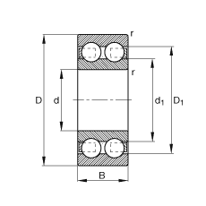 深沟球轴承 4311-B-TVH, 根据 DIN 625-3 标准的主要尺寸，双列
