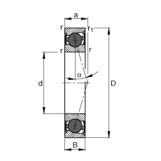 主轴轴承 HCB71924-C-2RSD-T-P4S, 调节，成对或单元安装，接触角 α = 15°，陶瓷球，两侧唇密封，非接触，限制公差