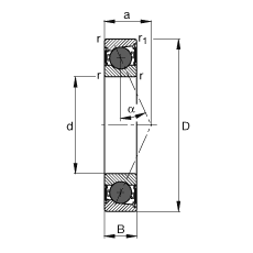 主轴轴承 HCB71905-E-2RSD-T-P4S, 调节，成对或单元安装，接触角 α = 25°，陶瓷球，两侧唇密封，非接触，限制公差