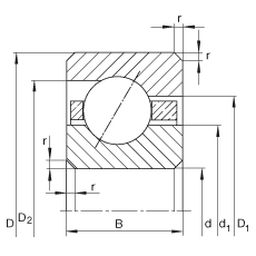 薄截面轴承 CSED100, 角接触球轴承，类型E，运行温度 -54°C 到 +120°C