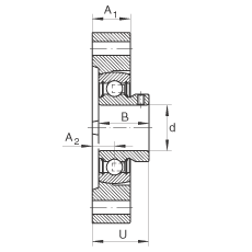 轴承座单元 FLCTEY30, 带两个螺栓孔的法兰的轴承座单元，铸铁， 内圈带平头螺钉， P 型密封，无再润滑结构