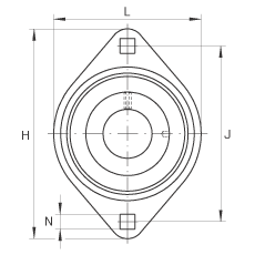 轴承座单元 RALT20-FA125.8, 带两个螺栓孔的法兰的轴承座单元，冲压钢板，偏心锁圈，轻系列，P 型密封