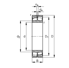 调心滚子轴承 24040-E1, 根据 DIN 635-2 标准的主要尺寸