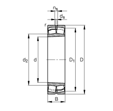 调心滚子轴承 22314-E1-K, 根据 DIN 635-2 标准的主要尺寸, 锥孔，锥度 1:12