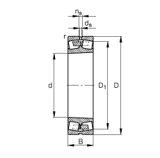 调心滚子轴承 24044-B-K30-MB, 根据 DIN 635-2 标准的主要尺寸, 锥孔，锥度 1:30