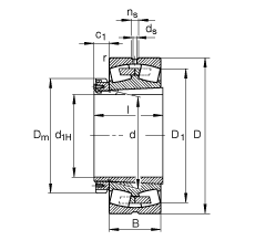 调心滚子轴承 23992-B-K-MB + H3992, 根据 DIN 635-2 标准的主要尺寸, 带锥孔和紧定套