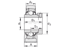 直立式轴承座单元 RAK1-1/4-206, 铸铁轴承座，外球面球轴承，根据 ABMA 15 - 1991, ABMA 14 - 1991, ISO3228 带有偏心紧定环，R型密封，英制